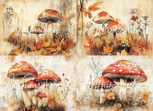 Whimsykel Decoupage Paper - Fall Mushrooms