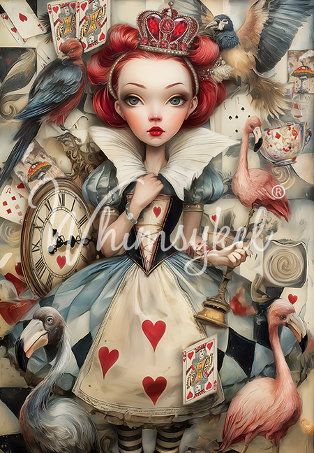 Whimsykel Decoupage Paper - Queen of Hearts
