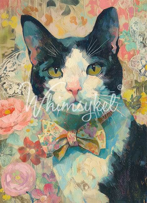 Whimsykel Decoupage Paper - Tuxedo Cat